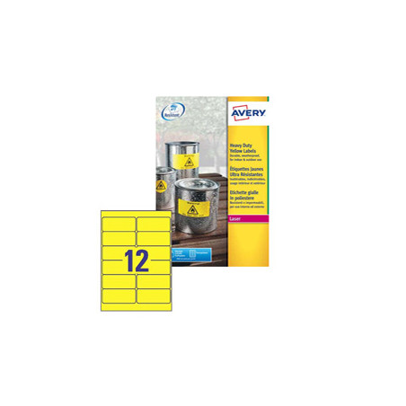 Poliest. adesivo L6107 giallo fluo 20fg A4 99,1x42,3mm (12et/fg) laser