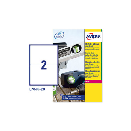 Poliest. adesivo L7068 bianco 20fg A4 199,6x143,5mm (2et/fg) laser