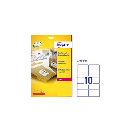 Poliest. adesivo L7992 bianco imperm 25fg A4 99,1x57mm (10et/fg) laser