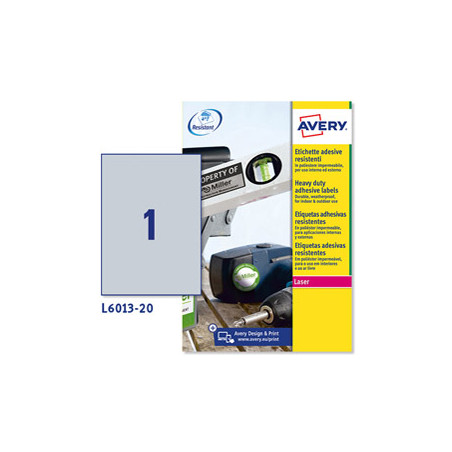 Poliest. adesivo L6013 argento 20fg A4 210x297mm (1et/fg) laser