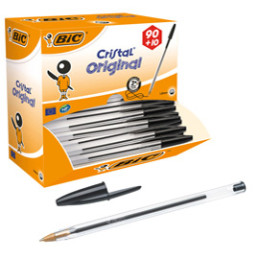 Dispenser value pack 90+10 penna sfera CRISTAL® medio 1,0mm nero
