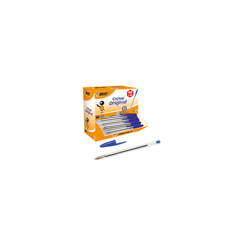 Dispenser value pack 90+10 penna sfera CRISTAL® medio 1,0mm blu