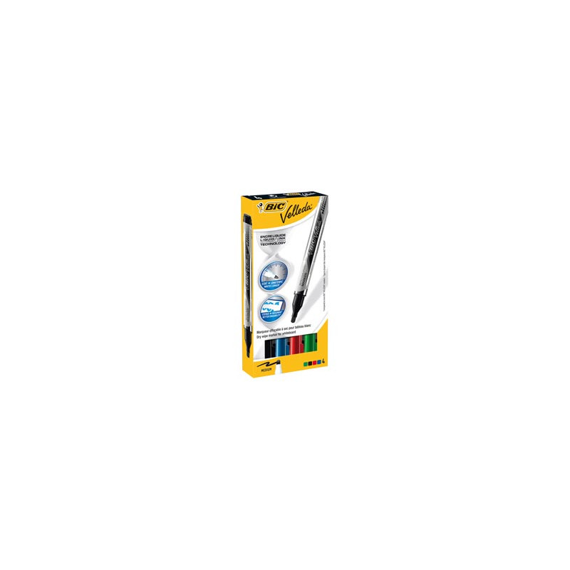 ASTUCCIO 4 MARCATORI P.TONDA Whiteboard VELLEDA® Liquid Ink Pocket