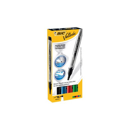 ASTUCCIO 4 MARCATORI P.TONDA Whiteboard VELLEDA® Liquid Ink Pocket