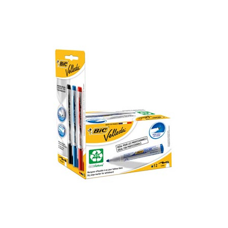 PROMO BOX 12pz BLU Whiteboard VELLEDA® 1701 Recycled  +3 ink pocket (N/B/R)