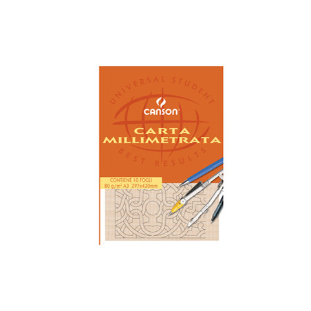 BLOC. CARTA OPACA MILLIMETRATA 297x420mm 10FG 80GR CANSON