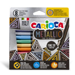8 Metallic pennarelli punta fine colori assortiti Carioca