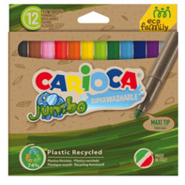 12 pennarelli Joy Jumbo Eco Family lavabili colori assortiti Carioca