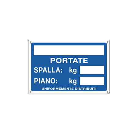 CARTELLO ALLUMINIO 30x20cm 'Portate: Spalla / Piano'