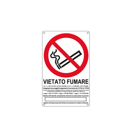 CARTELLO ALLUMINIO 27x43cm 'VIETATO FUMARE''