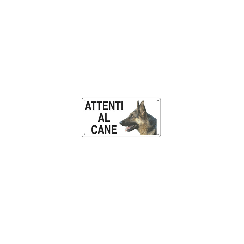 CARTELLO ALLUMINIO 25x12,5cm 'ATTENTI AL CANE''