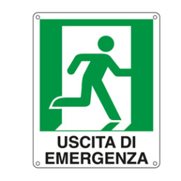 CARTELLO ALLUMINIO 25x31cm 'USCITA DI EMERGENZA A DX'