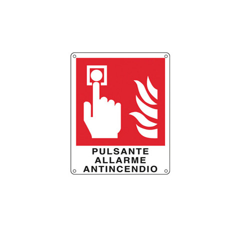 CARTELLO ALLUMINIO 12x14,5cm 'PULSANTE ALLARME ANTINCENDIO''