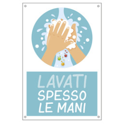 Cartello alluminio 20x30cm "Lavati spesso le mani" per bambini