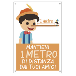 Cartello alluminio 20x30cm "Mantieni 1 metro di distanza" per bambini