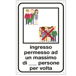 etich  attacca e stacca 20x30cm "INGRESSO PERMESSO AD UN MAX. DI N. PERSONE"