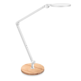 Lampada a led Giant bianco con base in legno