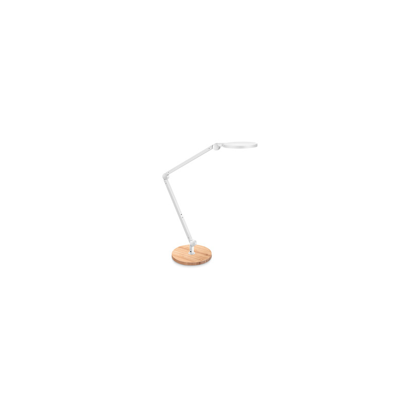 Lampada a led Giant bianco con base in legno