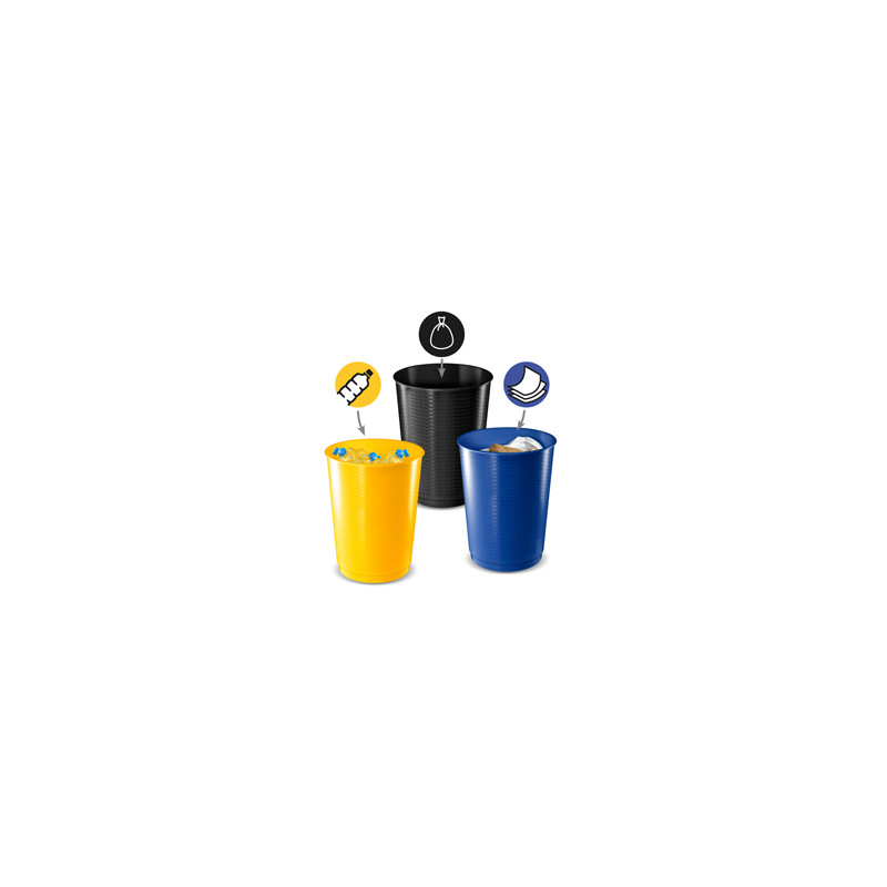 Set 3 Cestini raccolta differenziata 40Lt giallo-blu-nero 1333 Cep