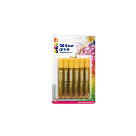 Blister colla glitter 6 penne 10,5ml oro Cwr