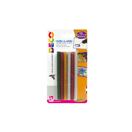 12 stick colle glitter assortite per pistola mini TG02M Ø.7mm - lungh.10cm Cwr