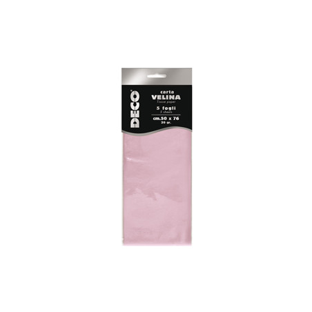 Busta 5 fogli carta velina 20gr 50x76cm rosa CWR