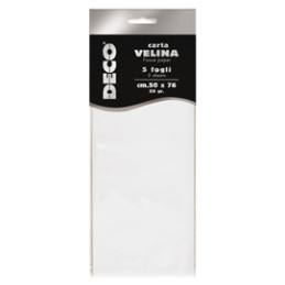 Busta 5 fogli carta velina 20gr 50x76cm bianco perlescente CWR