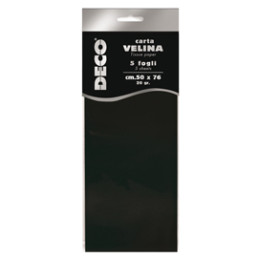 Busta 5 fogli carta velina 20gr 50x76cm nero CWR