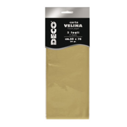 Busta 5 fogli carta velina metallizzata 20gr 50x76cm oro CWR