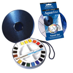 Acquerelli AQUAFINE   met. 18 godet +pennello+2 tavolozze Daler Rowney