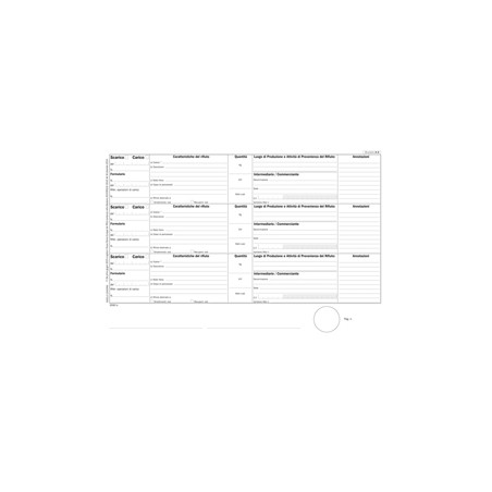 BLOC. registro carico/scarico rifiuti Mod.A 100 copie DU165820000 Data Ufficio