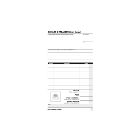 BLOC. ricevute BB e affittacamere 25/25copie autoric16,8x10cm DU16257B250 DU