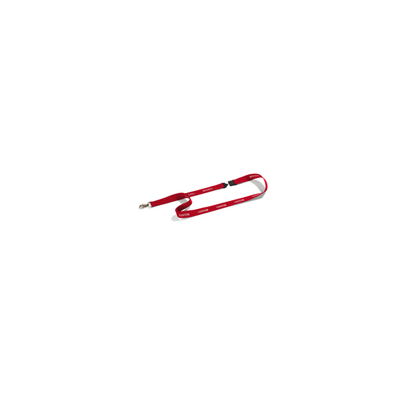 10 Cordoncini portabadge rosso stampa VISITOR Durable