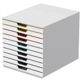 Cassettiera 10 cassetti colorati Varicolor mix10 bianco ghiaccio Durable