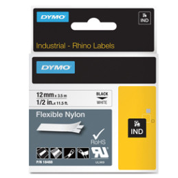 NASTRO NYLON FLESSIBILE 19mm x 3.5mt nero su bianco 18489 RHINO