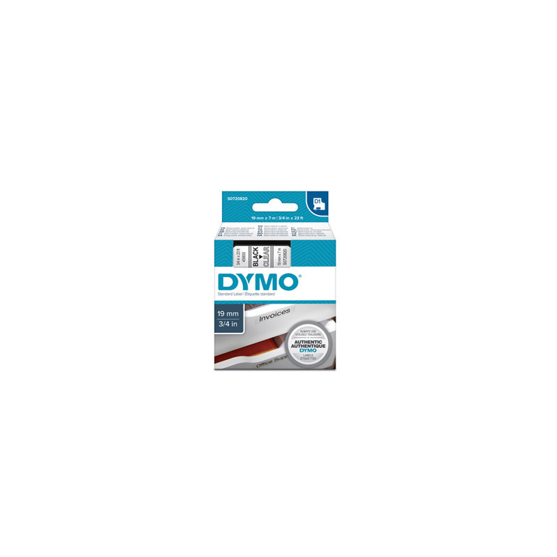 NASTRO DYMO TIPO D1 (19MMX7MT) NERO/TRASPARENTE 458000