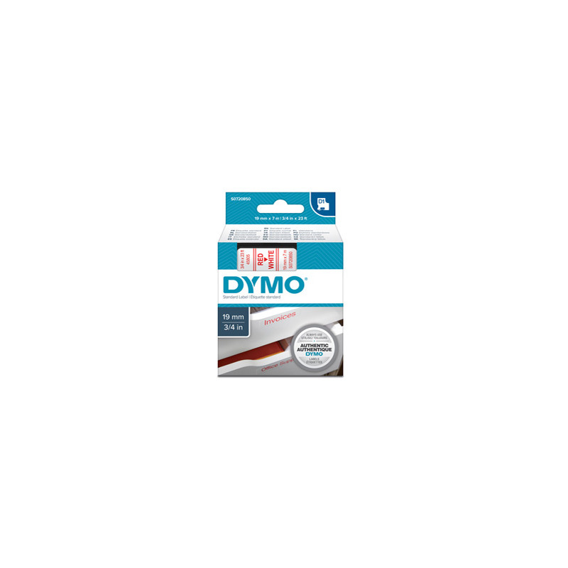 NASTRO DYMO TIPO D1 (19MMX7MT) ROSSO/BIANCO 458050