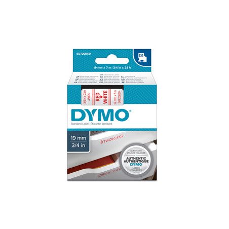 NASTRO DYMO TIPO D1 (19MMX7MT) ROSSO/BIANCO 458050