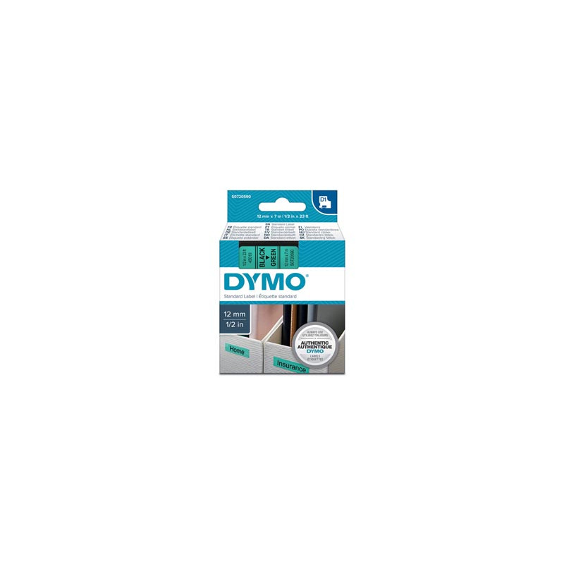 NASTRO DYMO TIPO D1 (12MMX7M) NERO/VERDE 450190