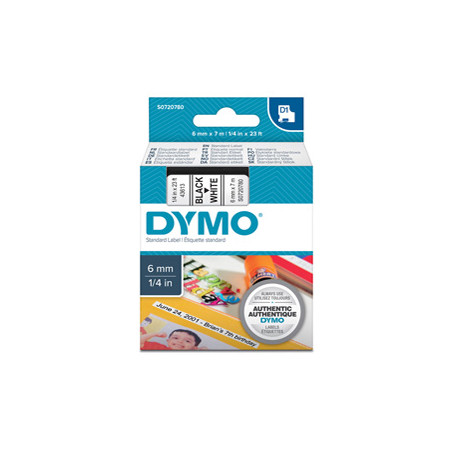 NASTRO DYMO TIPO D1 (6MMX7MT) NERO/BIANCO 436130