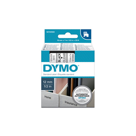 NASTRO DYMO TIPO D1 (12MMX7M) NERO/TRASPARENTE 450100