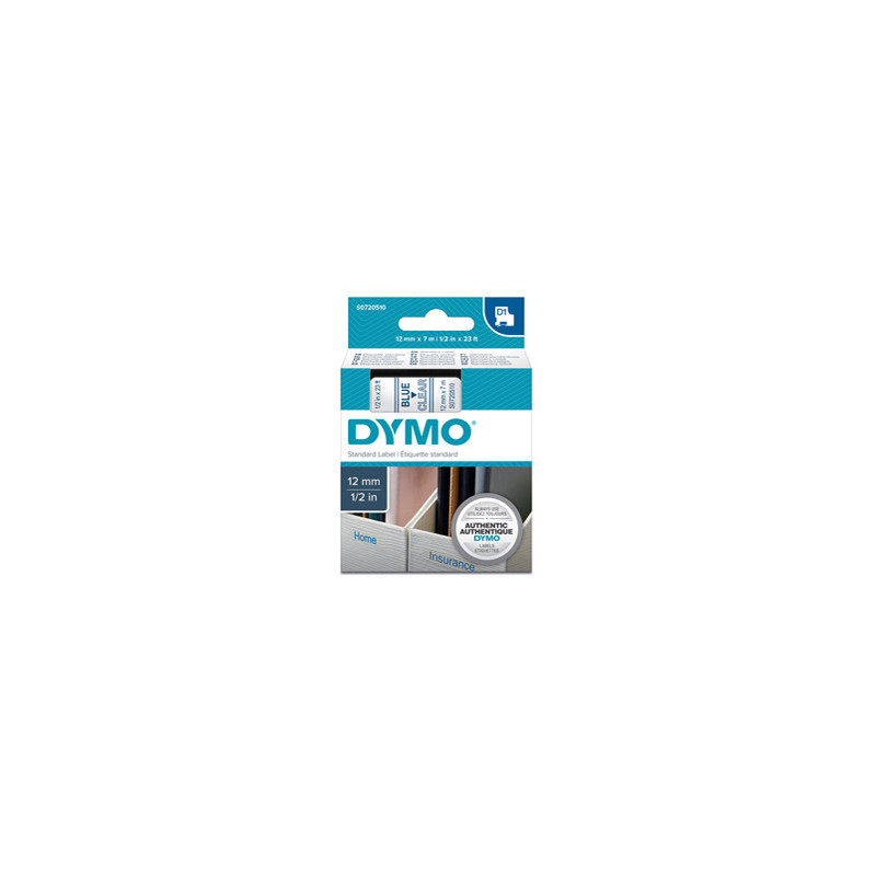 NASTRO DYMO TIPO D1 (12MMX7M) BLU/TRASPARENTE 450110