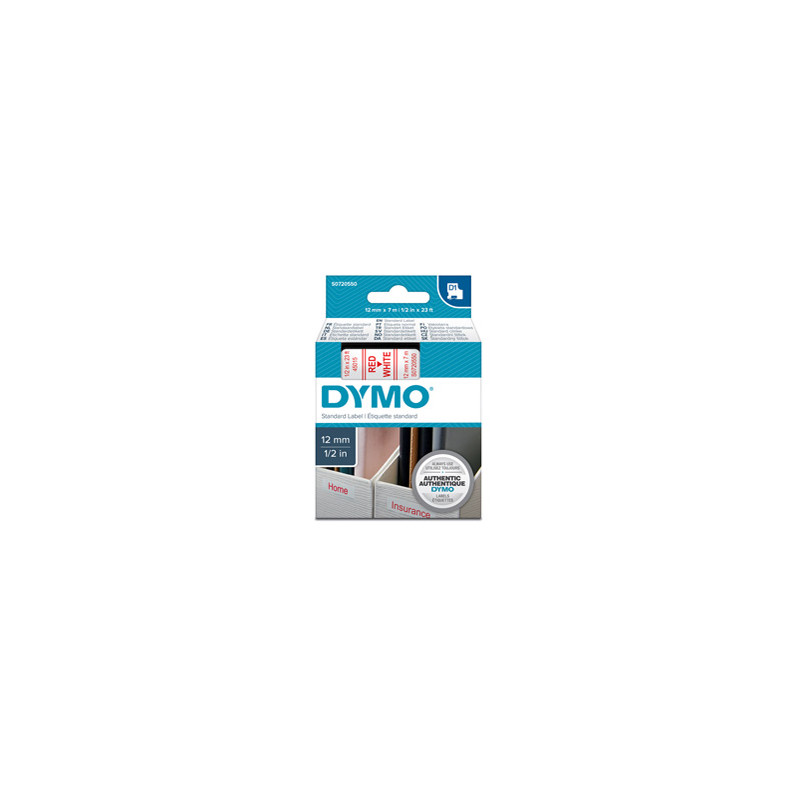 NASTRO DYMO TIPO D1 (12MMX7M) ROSSO/BIANCO 450150