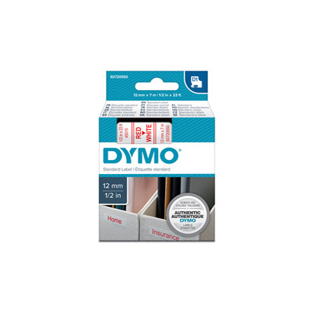 NASTRO DYMO TIPO D1 (12MMX7M) ROSSO/BIANCO 450150