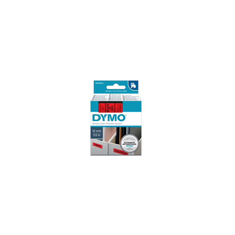 NASTRO DYMO TIPO D1 (12MMX7M) NERO/ROSSO 450170