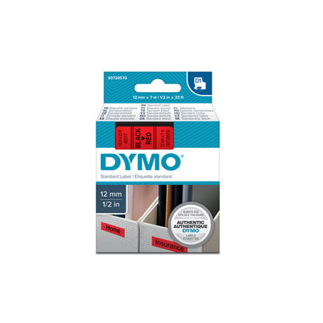 NASTRO DYMO TIPO D1 (12MMX7M) NERO/ROSSO 450170