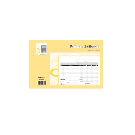 BLOC. FATTURE 3 ALIQUOTE IVA 2COPIE 50FOGLI AUTORIC. 15X23 E5289A