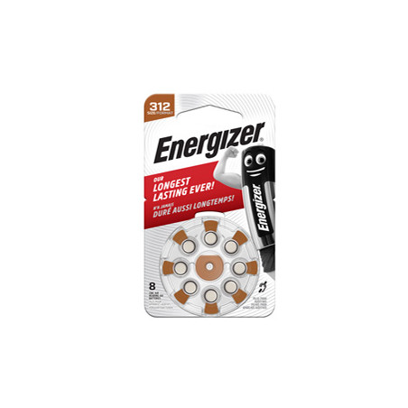 Blister 8 pile per apparecchi acustici 312 Zinc Air Energizer