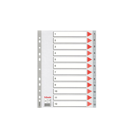 Separatore in PPL grigio numerico 1-12 A4 22,5x29,7cm ESSELTE