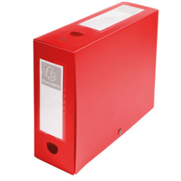 archivio box con bottone rosso f.to 25x33cm D 100mm Exacompta